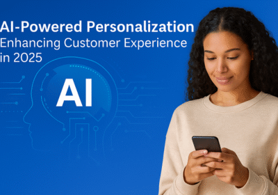 AI-powered personalization in ecommerce with a female model using online shopping interface in 2025